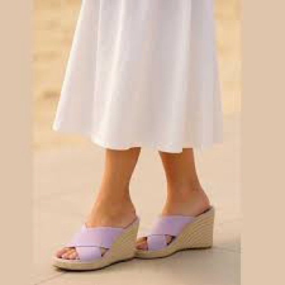 Vince Gaelan Suede Crisscross Wedge Espadrilles Sandals In Violetta size 9 - Picture 14 of 14